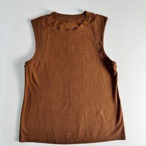 a new day Sleeveless Ribbed Brown Muscle Tee